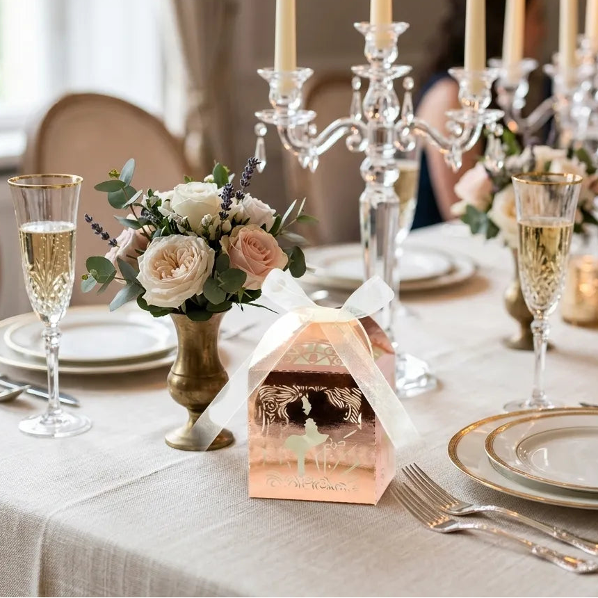 Boîte à Dragées Rose Gold Minimaliste