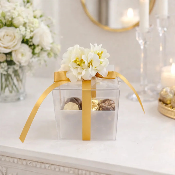 Boîte à Dragées Transparente Fleurie
