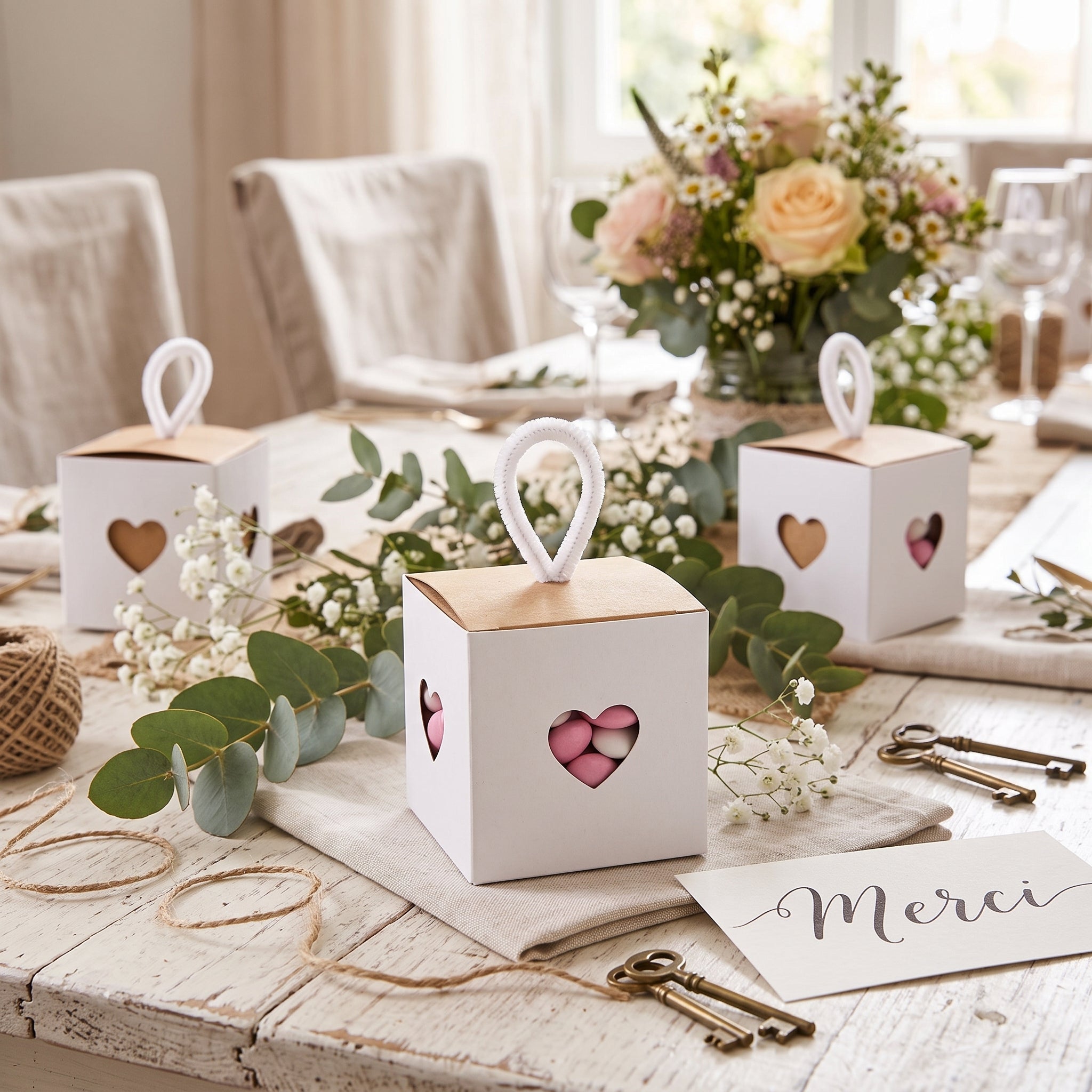 Boîte blanche à Dragées Mariage Minimaliste