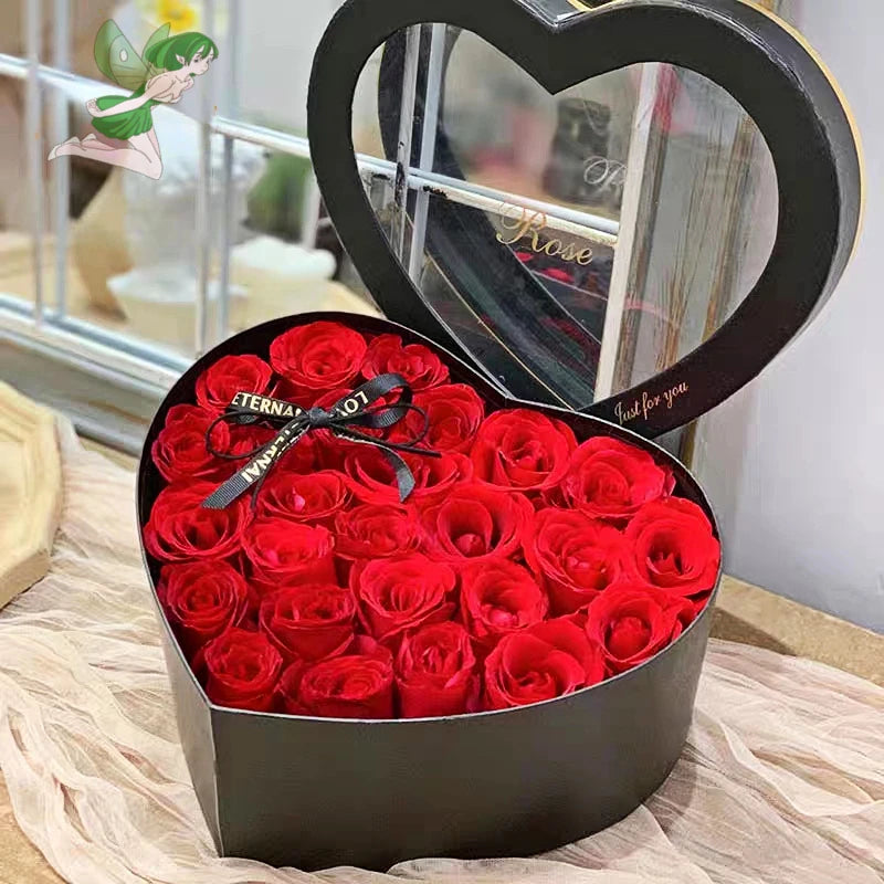 Boîte de Roses Rouges Artificielles