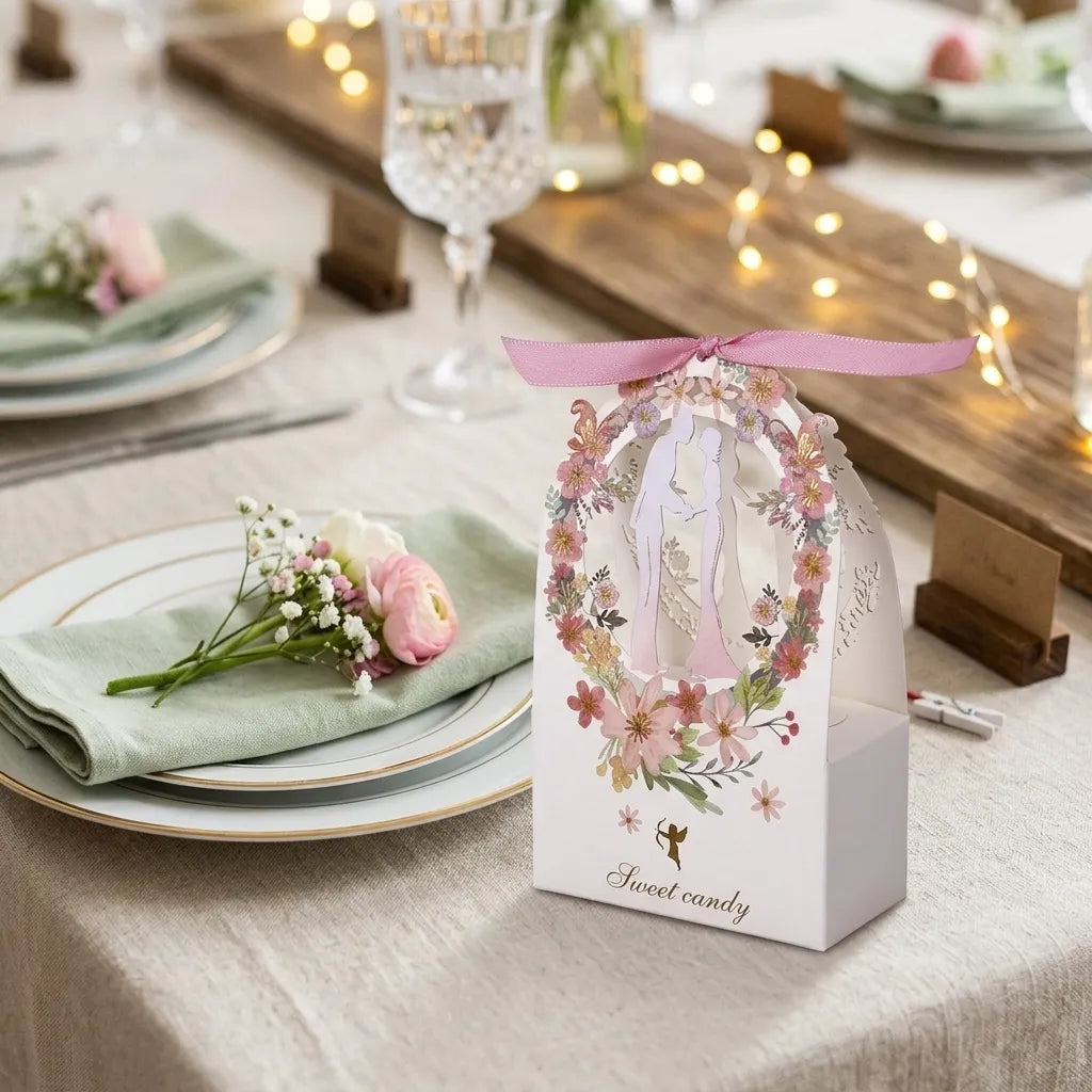 Boite à Dragées Fleurie Mariage romantique Glamour