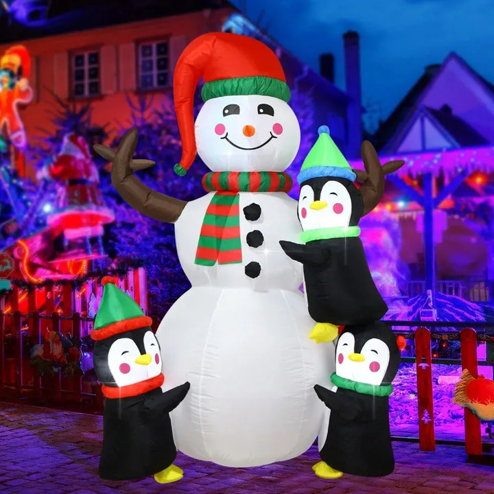 Bonhomme de Neige et Pingouins Gonflables