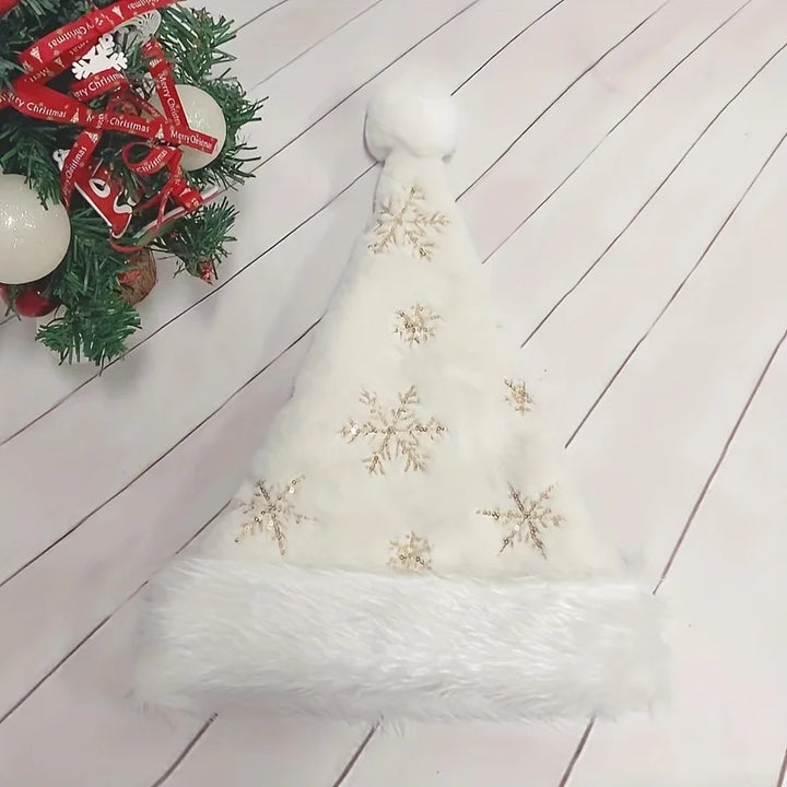 Bonnet de Noël Blanc à Flocons