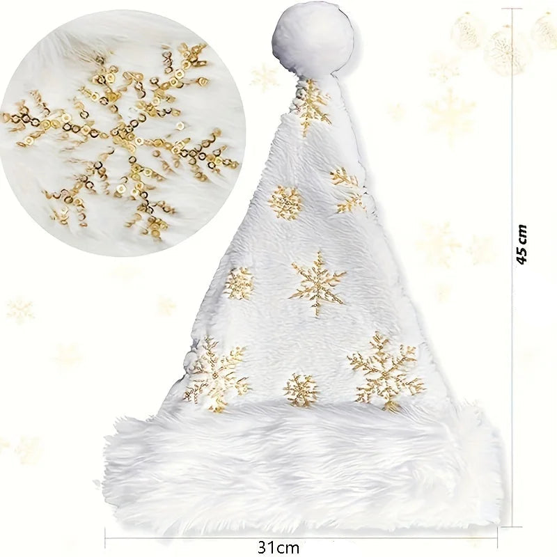 Bonnet de Noël Blanc à Flocons Stylée