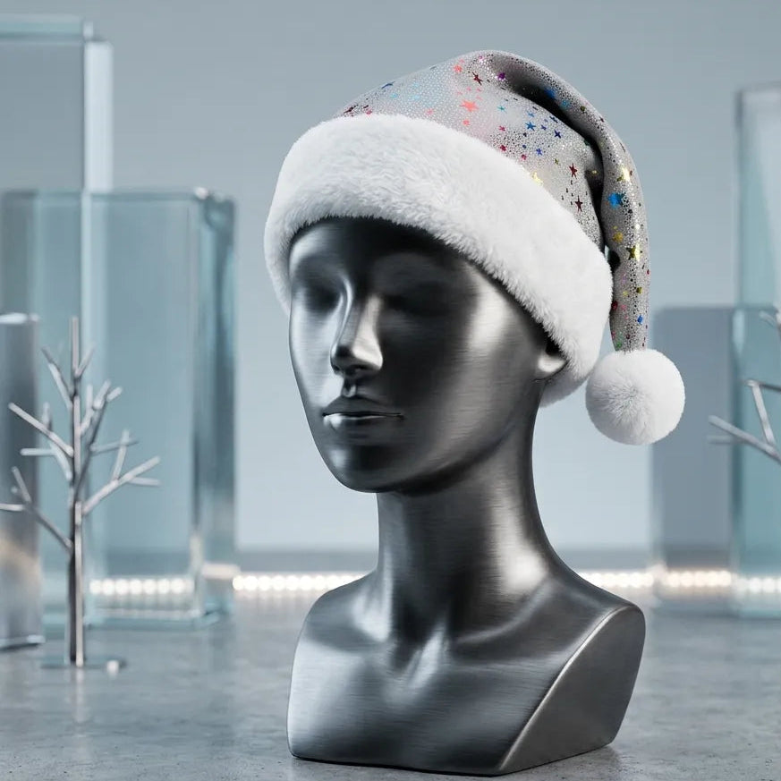 Bonnet de Noël Gris Etoilés Unique