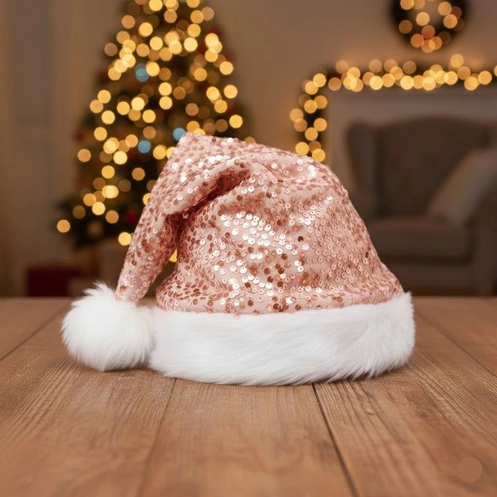 Bonnet de Noël Rose Scintillant