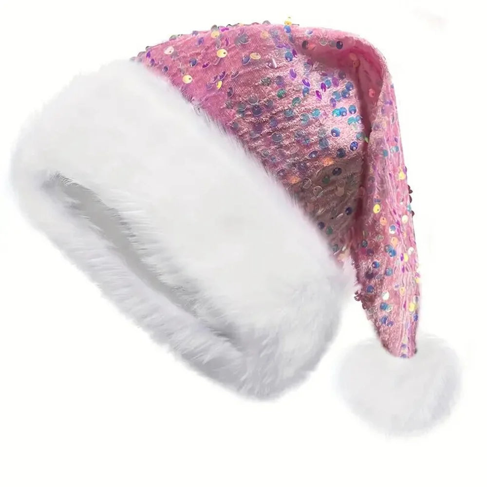 Bonnet de Noël Rose à Strass chic