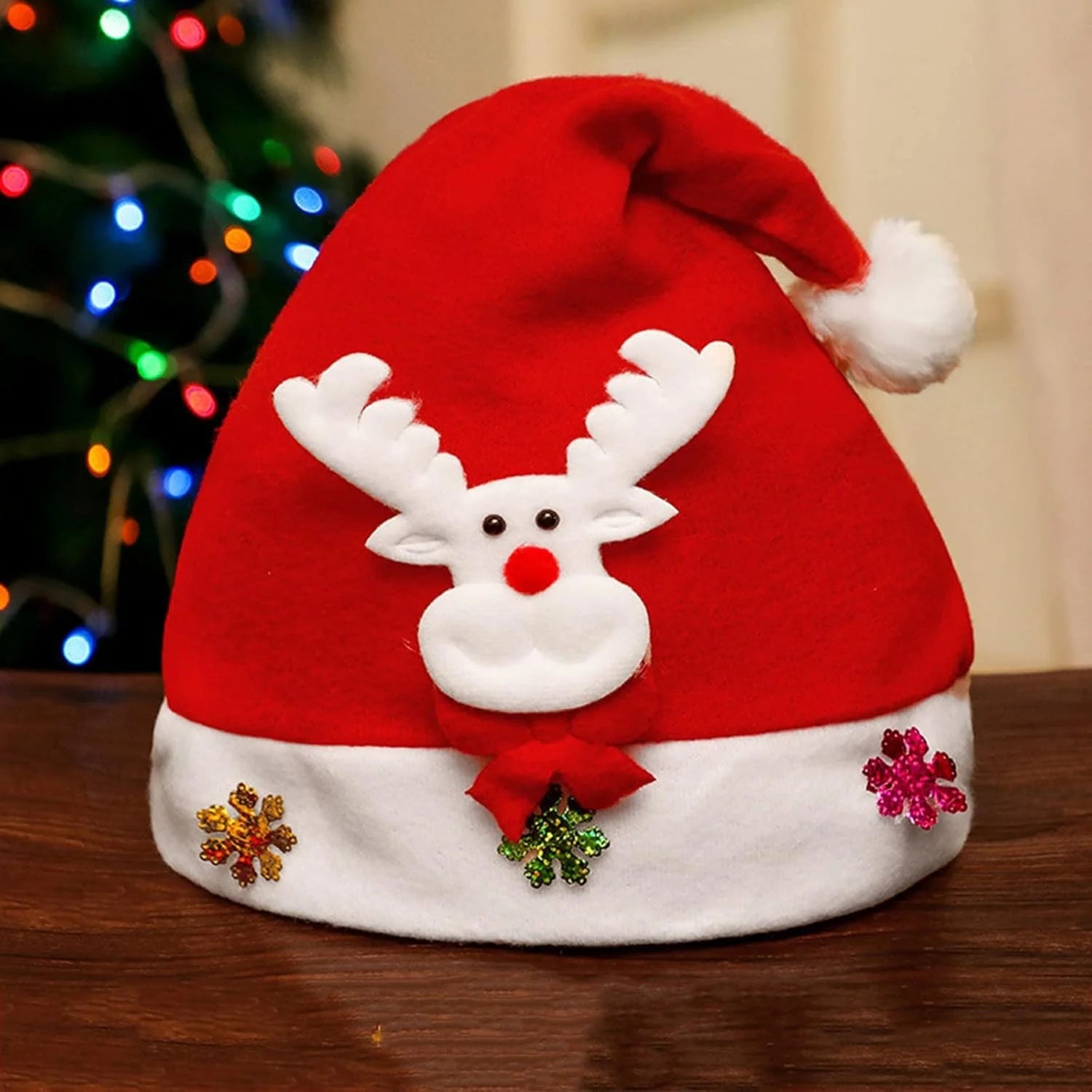 Bonnet de Noël Rouge Motif Cerf Enfant