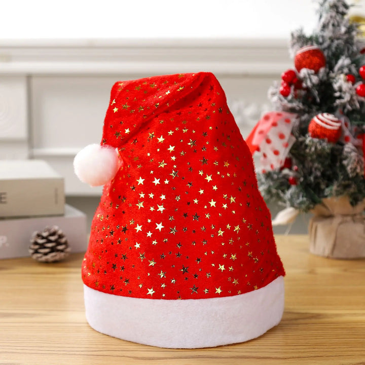 Bonnet de Noël Rouge à Motifs Étoiles
