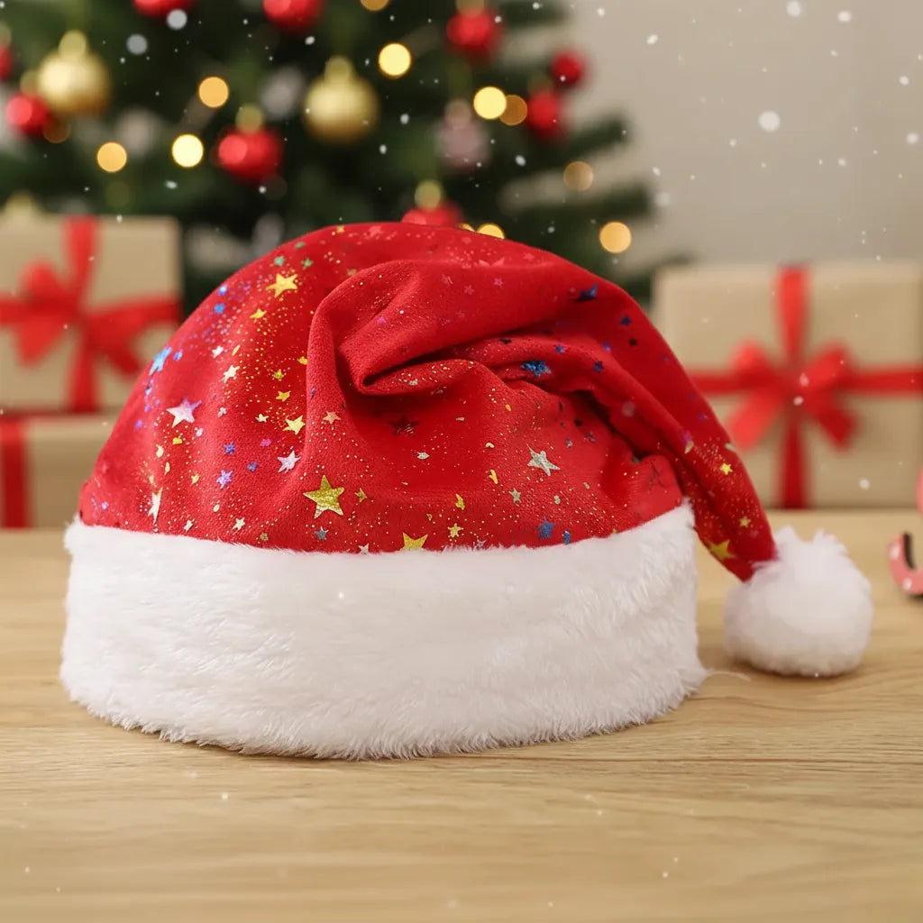 Bonnet de Noël Rouge Orné d’Etoiles