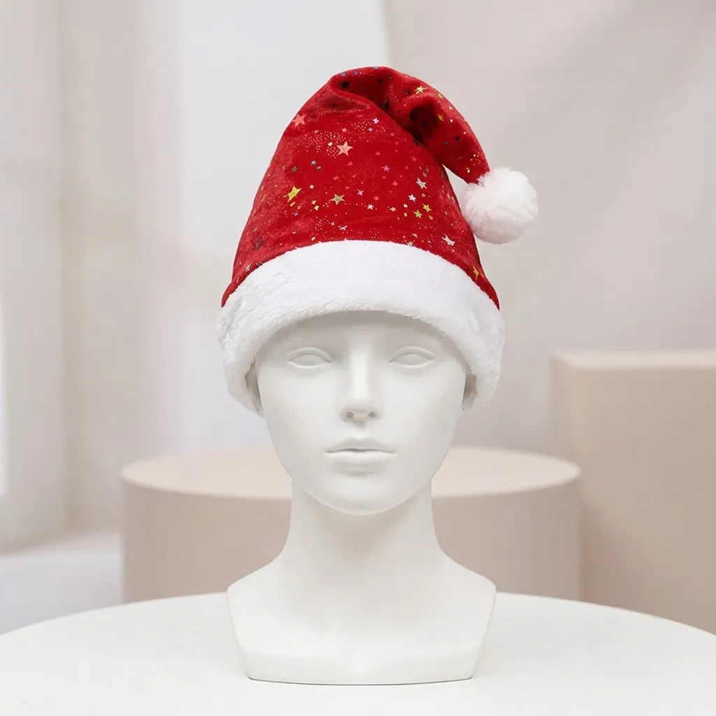 Bonnet de Noël Rouge Orné d’Etoiles Scintillant