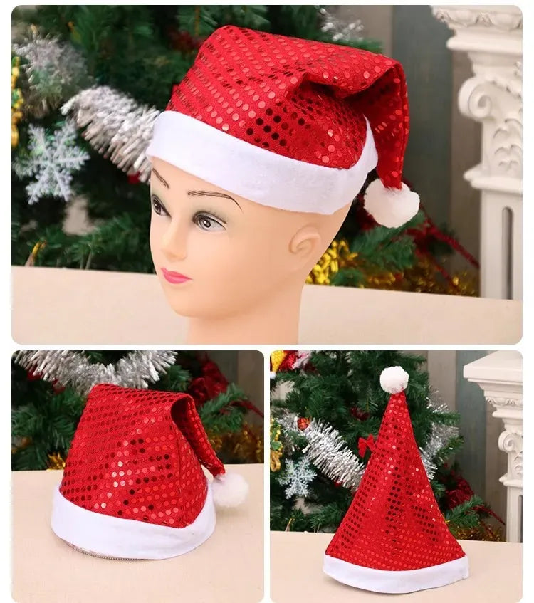 Bonnet de Noël Rouge à Paillettes Stylé Moderne