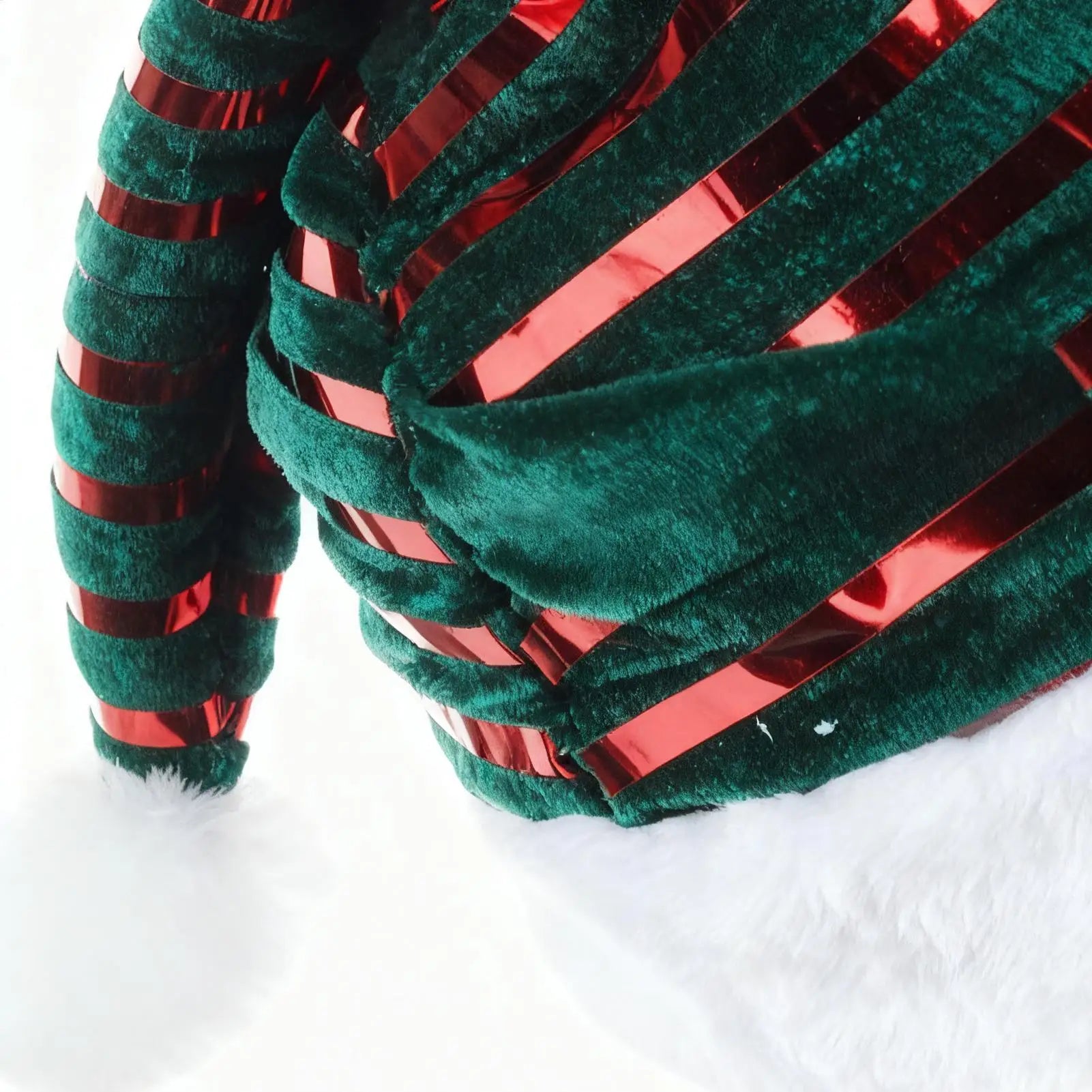 Bonnet de Noël Rouge Rayé Doux vert