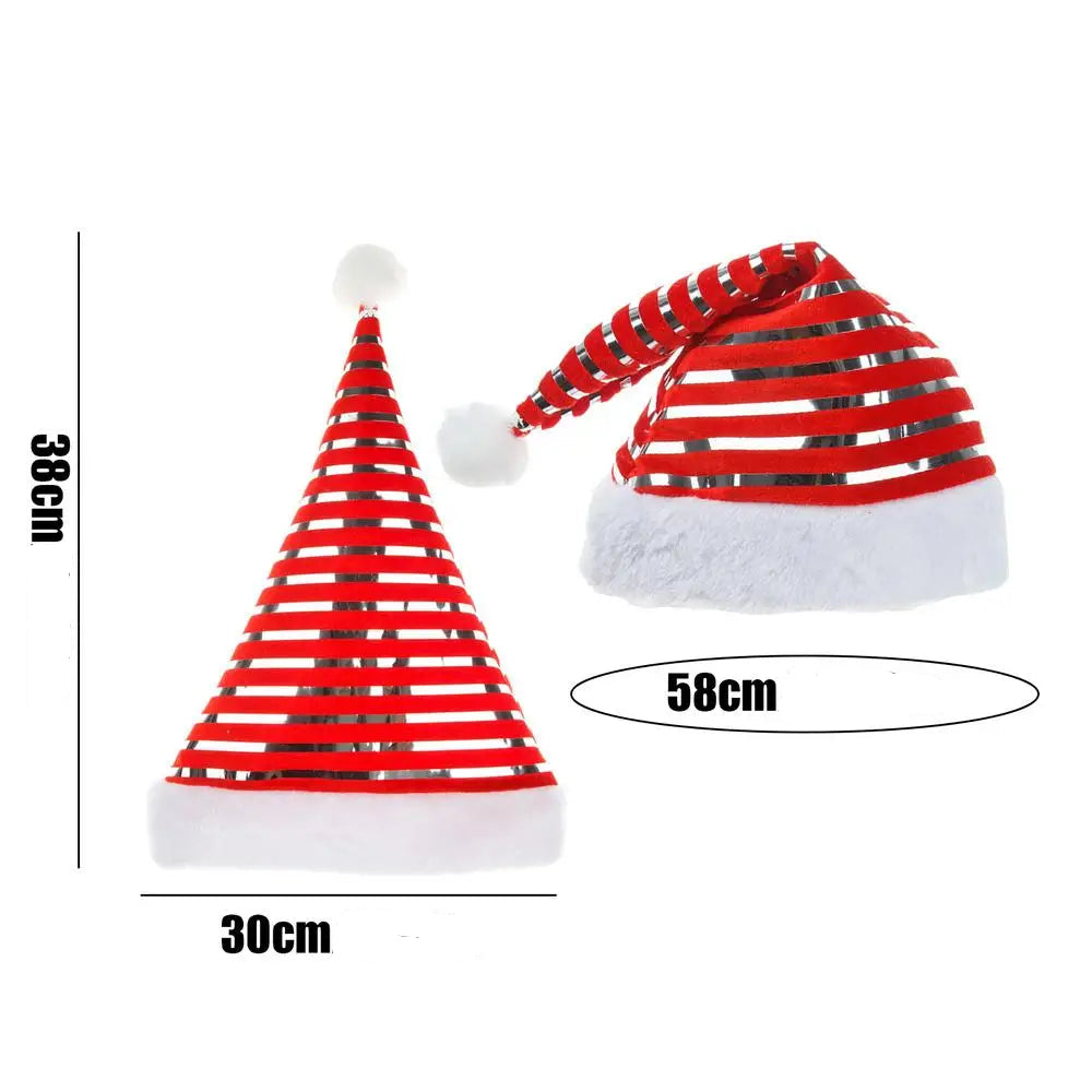 Bonnet de Noël Rouge Rayé en Velours