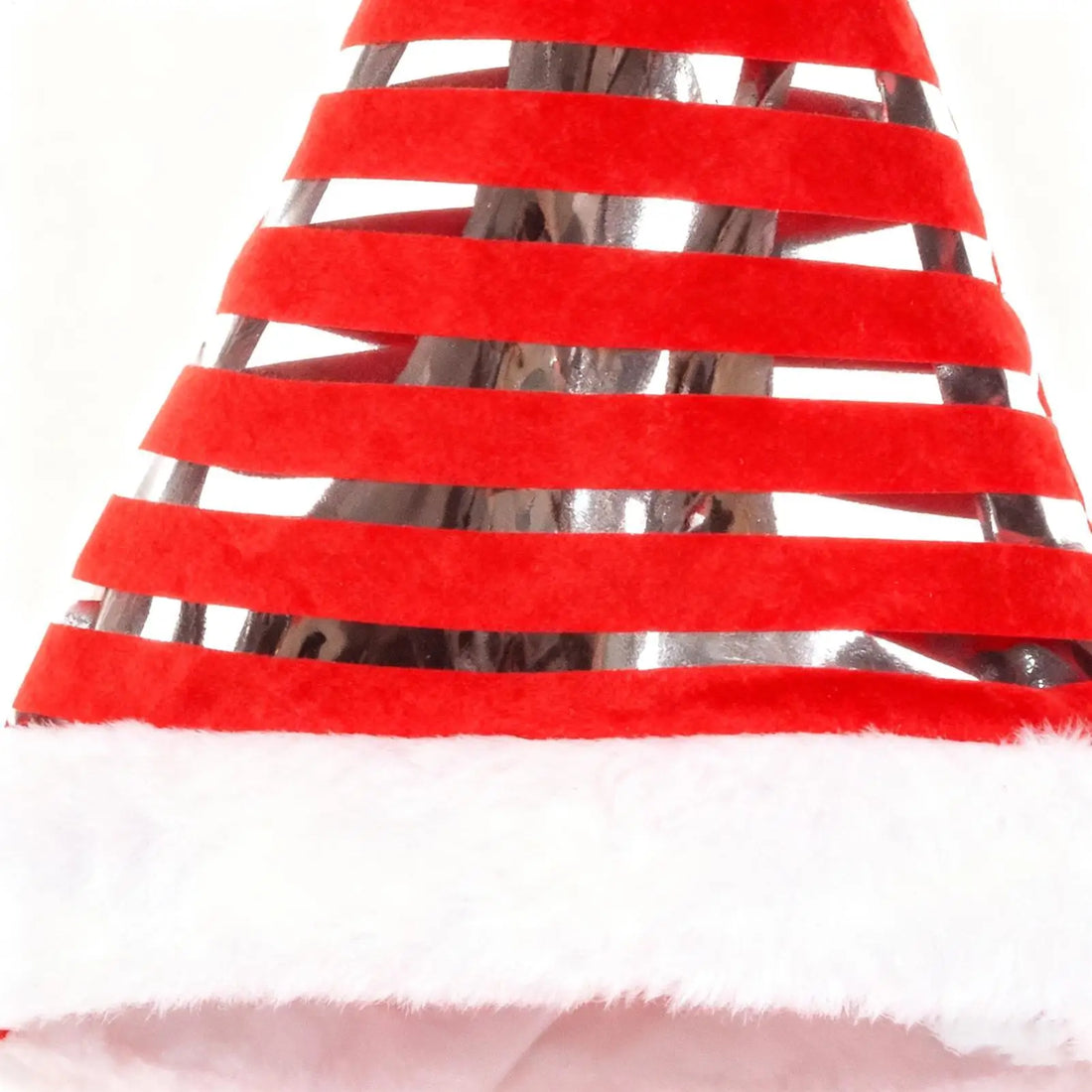 Bonnet de Noël Rouge Rayé en Velours stylé