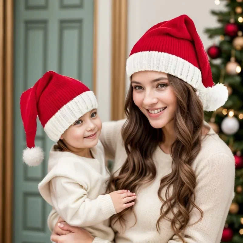 Bonnet de Noël Rouge Tricoté Classique qualité
