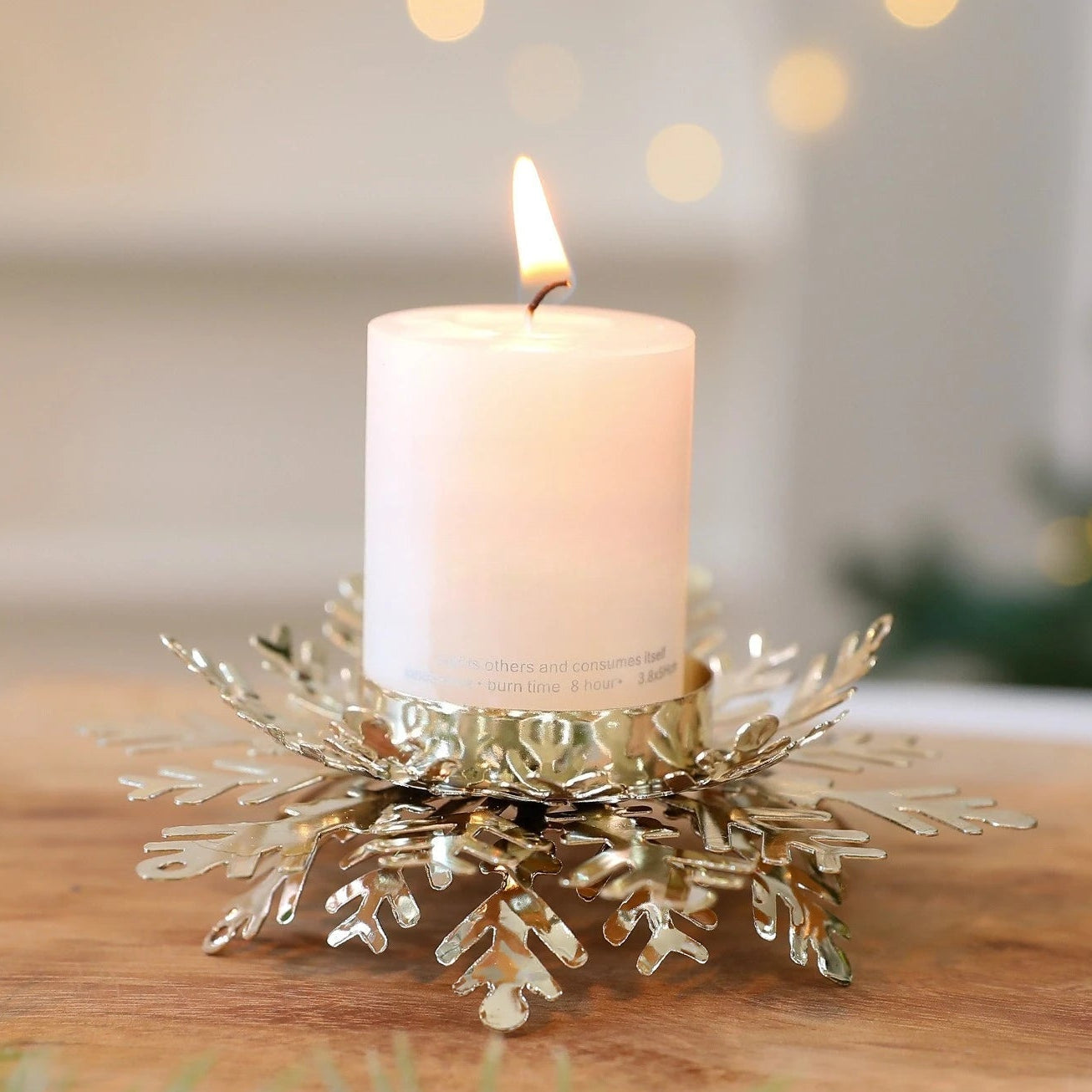 Bougeoir Centre de Table Flocon en Fer Forgé