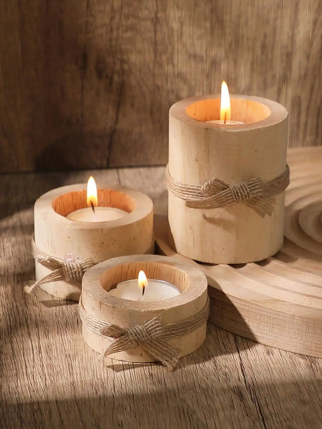 Bougeoir Centre de Table en Bois Original