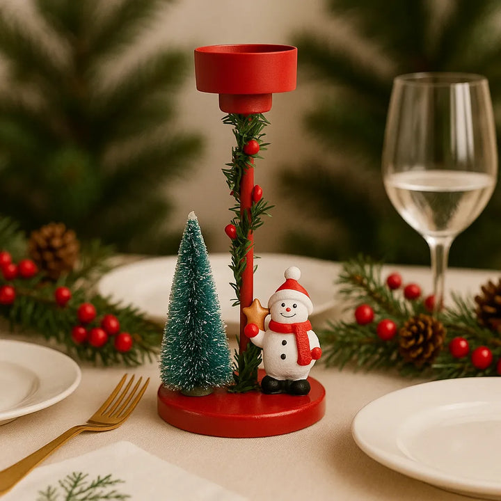 Bougeoir Décoratif Bonhomme de Neige