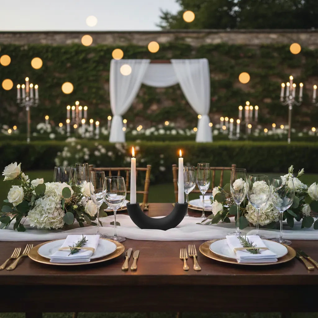 Bougeoir Minimaliste Mariage Noire moderne