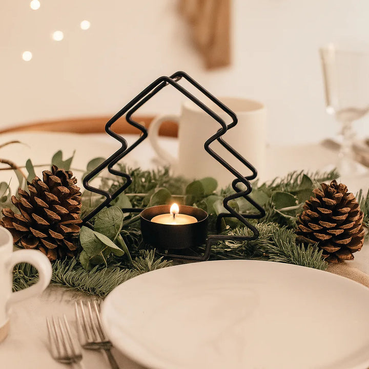 Bougeoir Table Noël Sapin Noir
