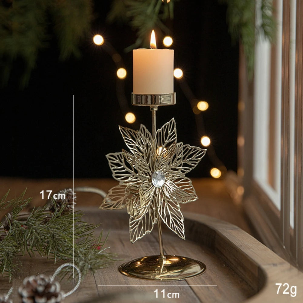 Bougeoir en Métal Fleur de Noël Design
