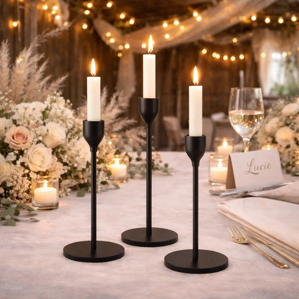 Bougeoirs Noirs Epurés Mariage