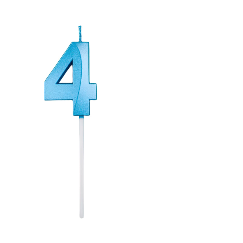 Bougie Anniversaire 3D Bleue Chiffre 4