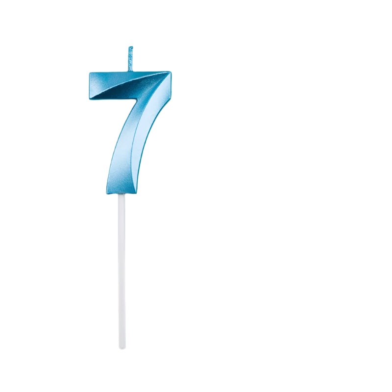 Bougie Anniversaire 3D Bleue Chiffre 7