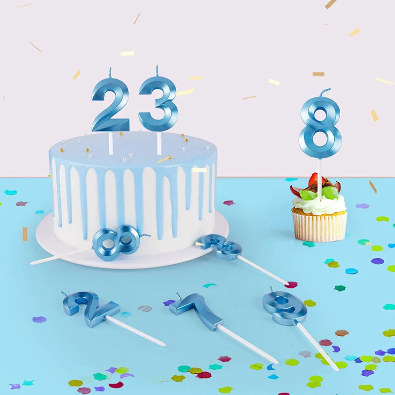 Bougie Anniversaire 3D Bleue Chiffre Compacte 