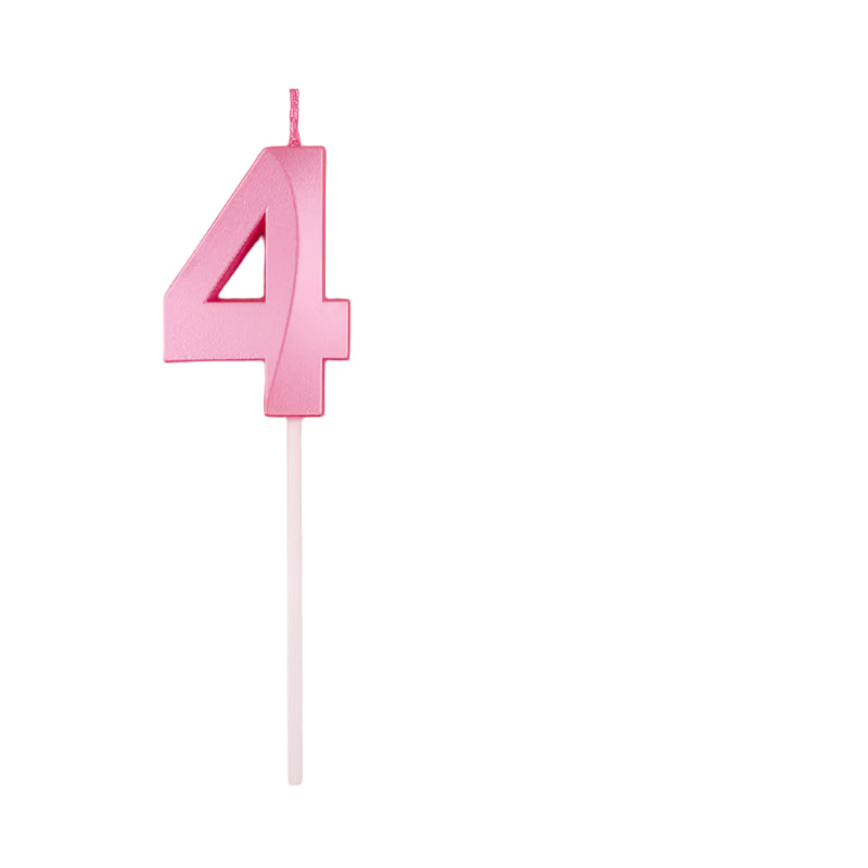 Bougie Anniversaire 3D Rose Chiffre 4
