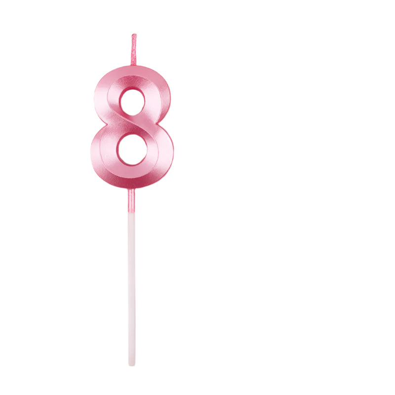 Bougie Anniversaire 3D Rose Chiffre 8