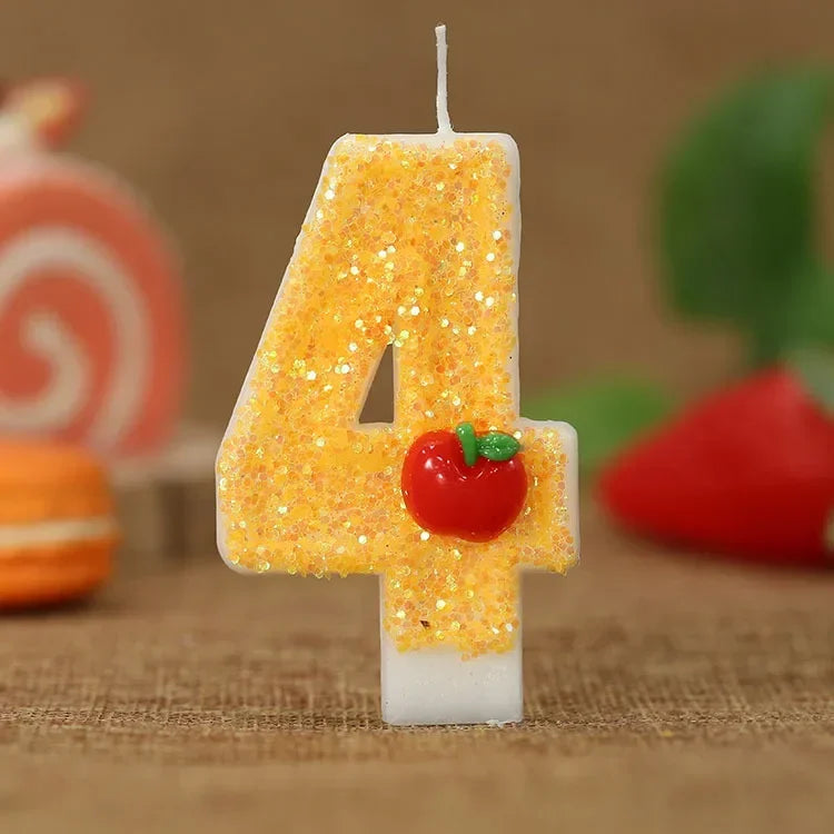 Bougie Anniversaire Chiffre 4 Pomme Rouge