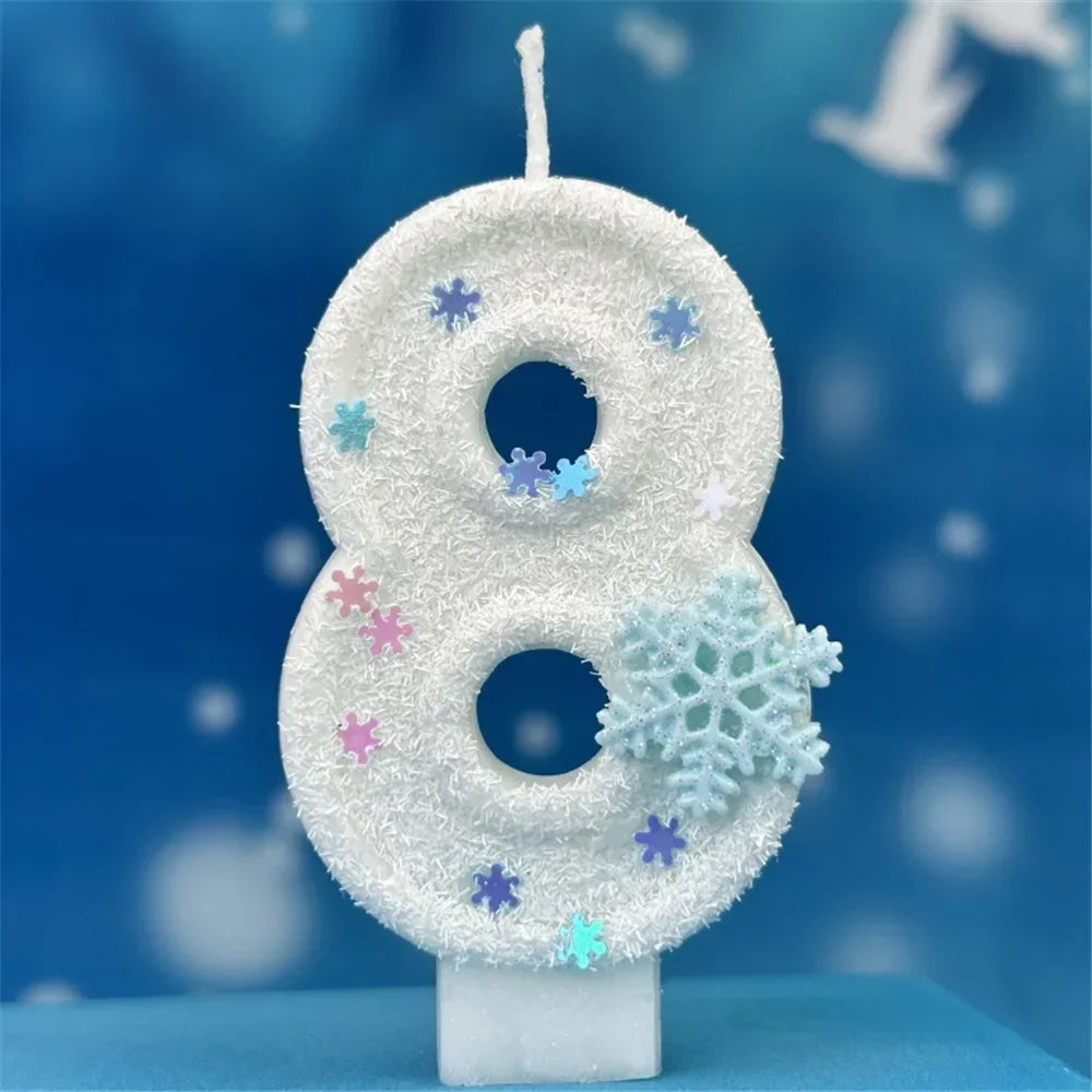 Bougie Anniversaire Chiffre Flocon De Neige 8
