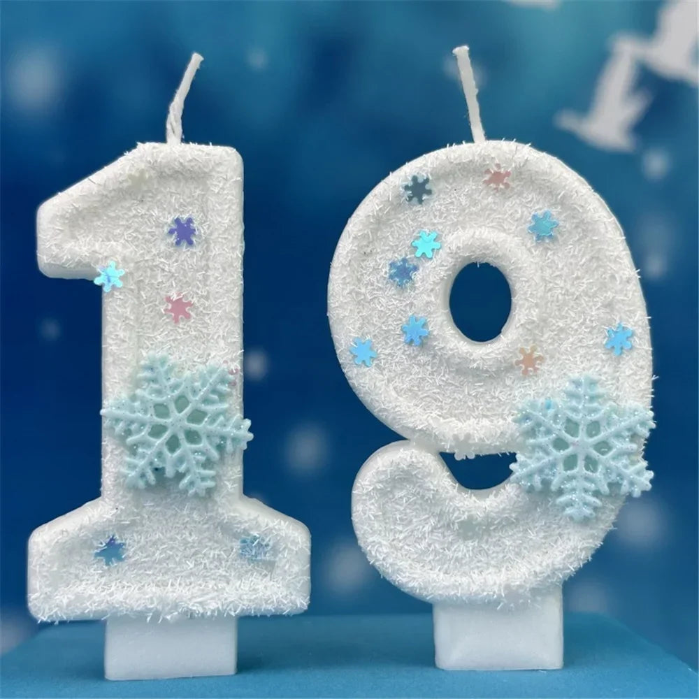 Bougie Anniversaire Chiffre Flocon De Neige 19