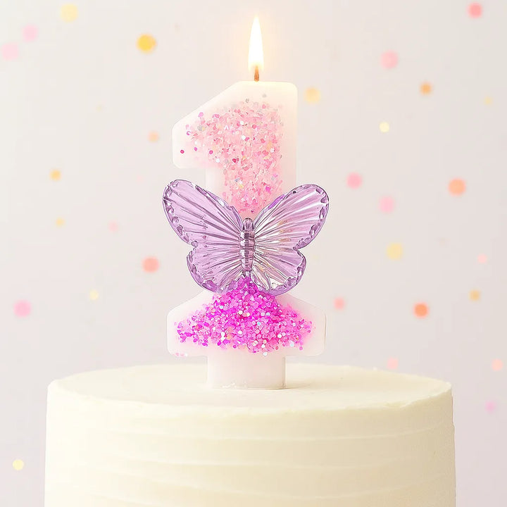 Bougie Anniversaire Chiffre Motif Papillon Violet