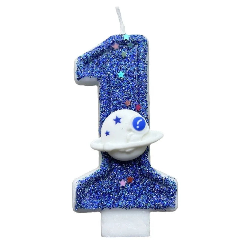 Bougie Anniversaire Chiffre 1 Spatial Bleu