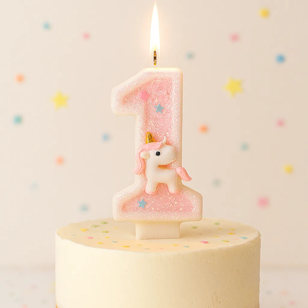 Bougie Anniversaire Licorne Rose Chiffre