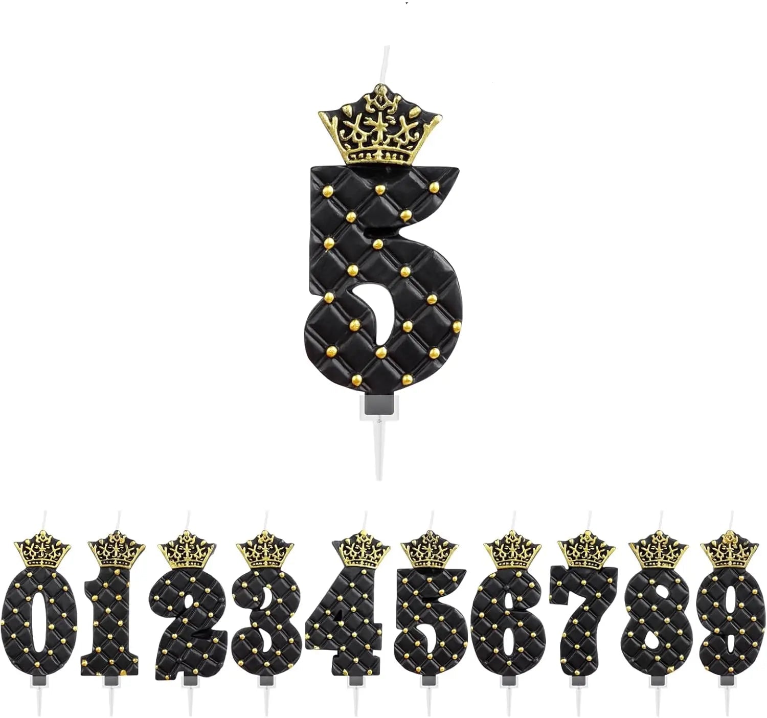 Bougie Anniversaire Noire Elégante à Couronne