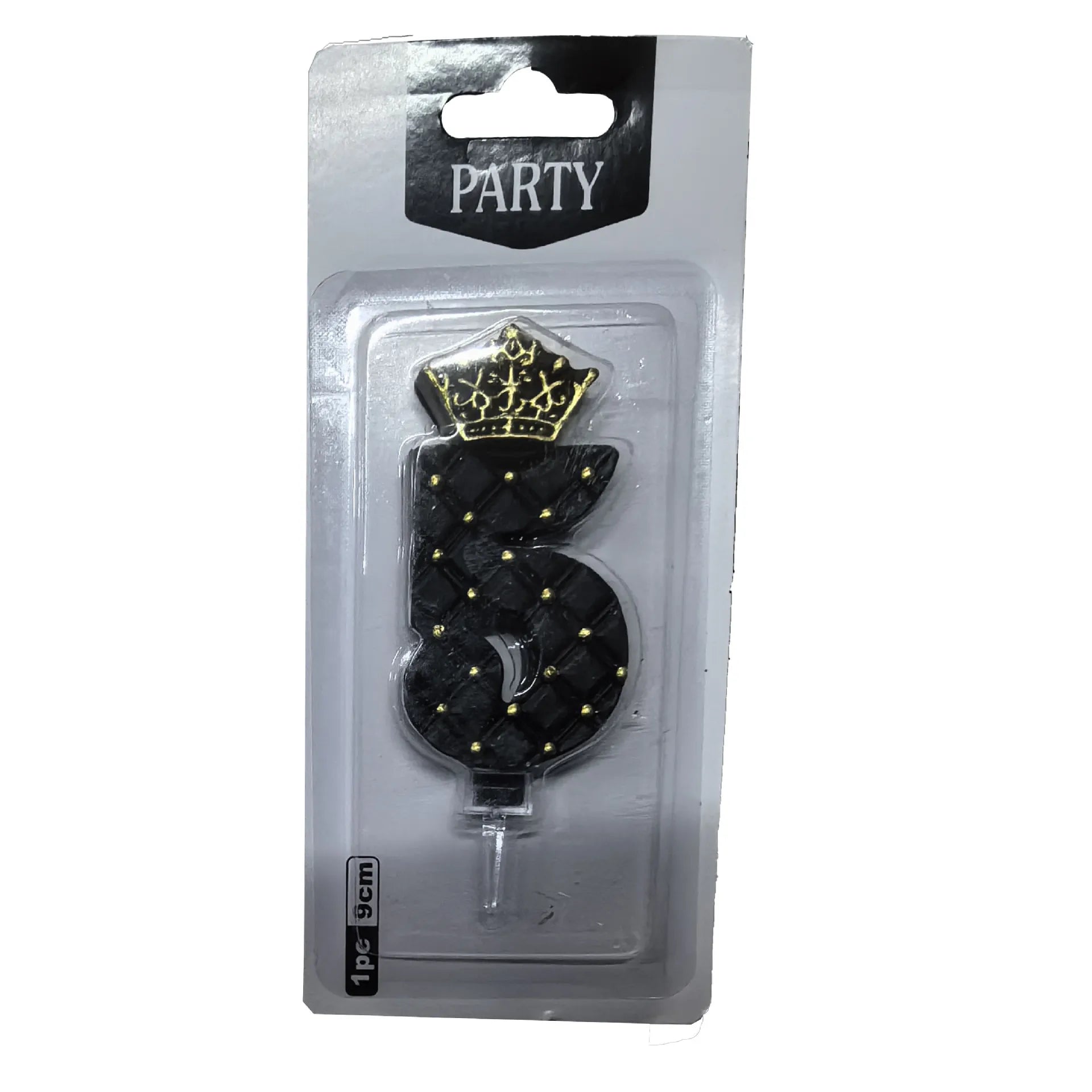 Bougie Anniversaire Noire Elégante à Couronne Cinq