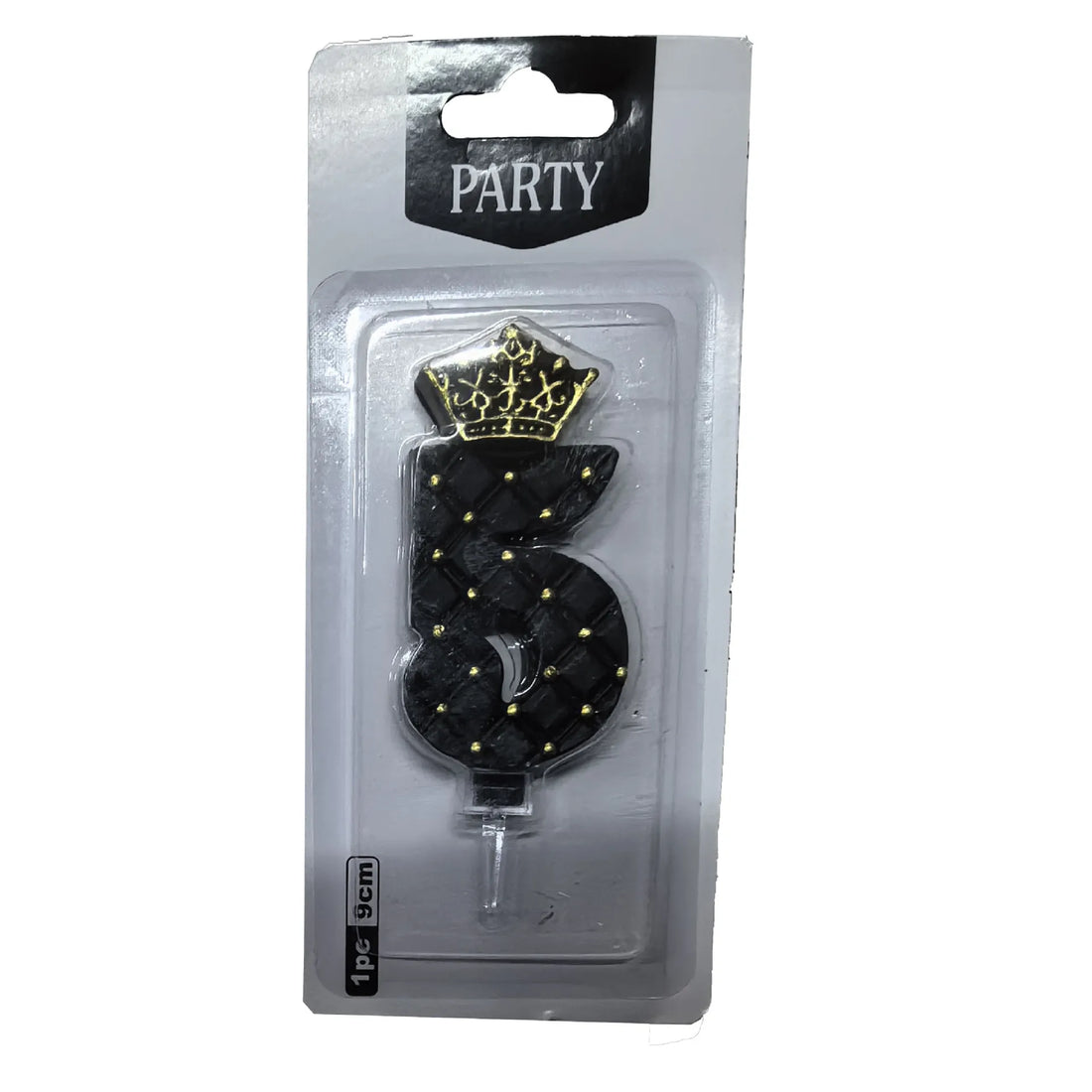 Bougie Anniversaire Noire Elégante à Couronne Cinq