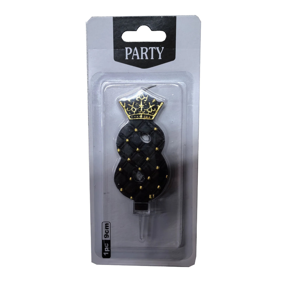 Bougie Anniversaire Noire Elégante à Couronne Huit