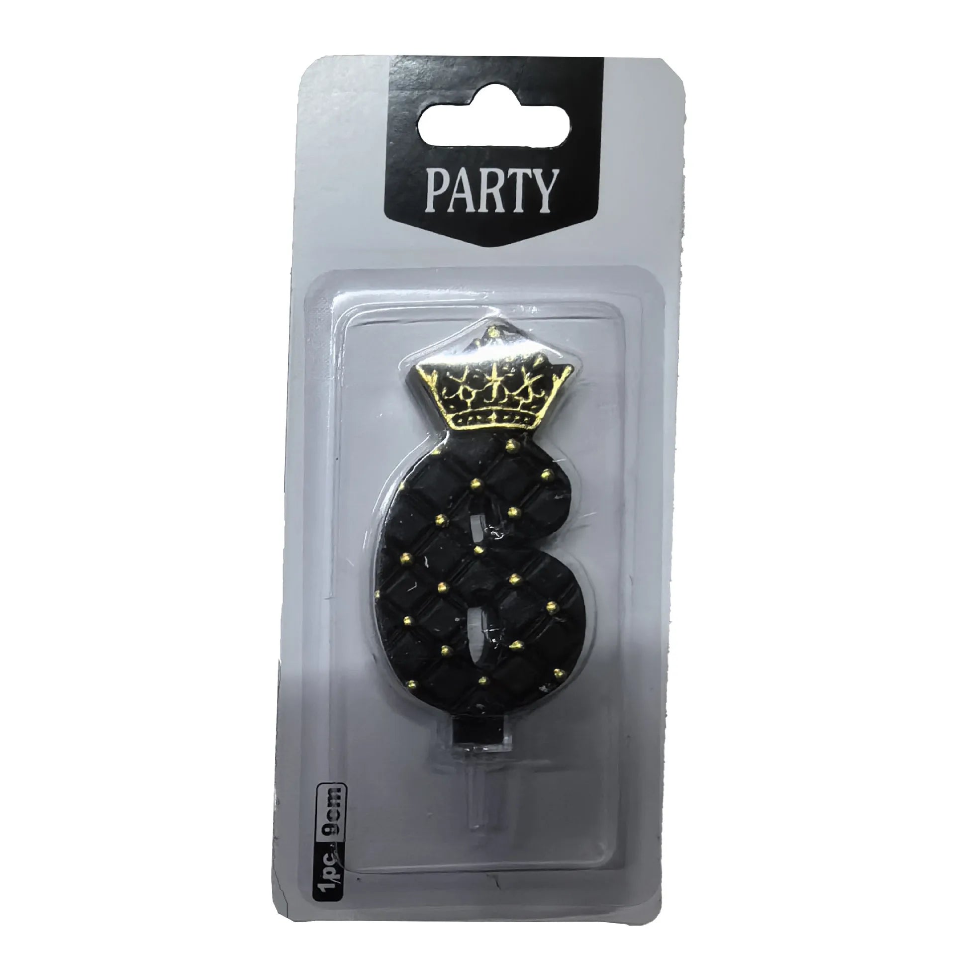 Bougie Anniversaire Noire Elégante à Couronne Six 