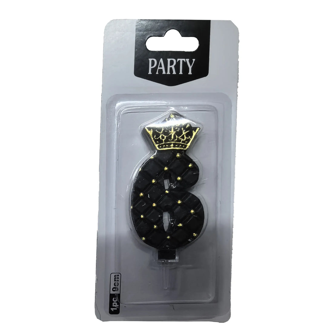 Bougie Anniversaire Noire Elégante à Couronne Six 