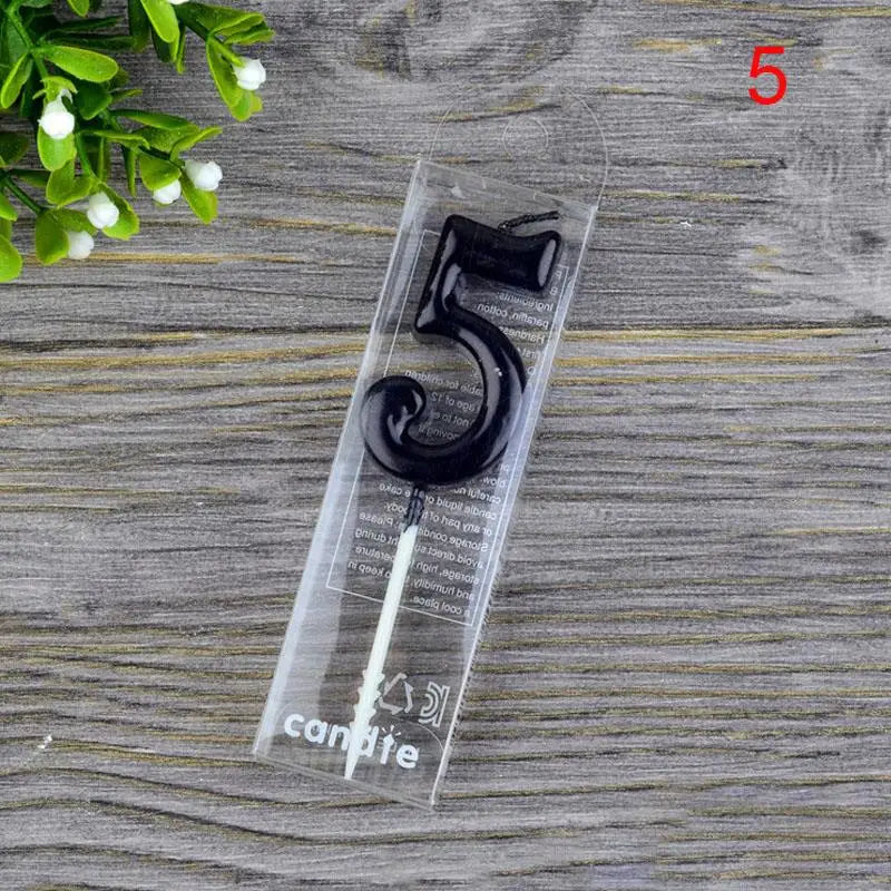 Bougie Anniversaire Noire Epurée Cinq