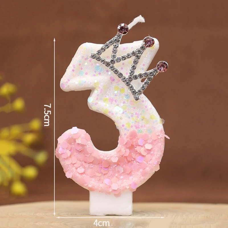 Bougie Anniversaire Rose Couronne Numéro3