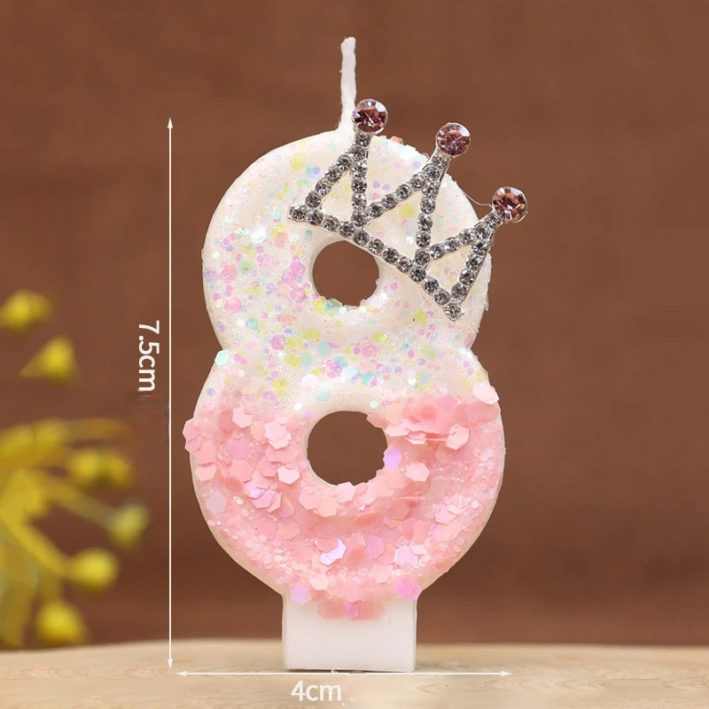 Bougie Anniversaire Rose Couronne Numéro8