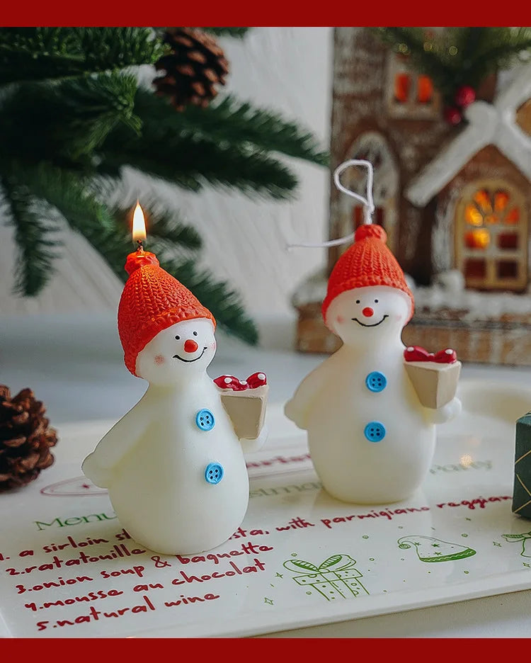 Bougie Bonhomme de Neige Souriant