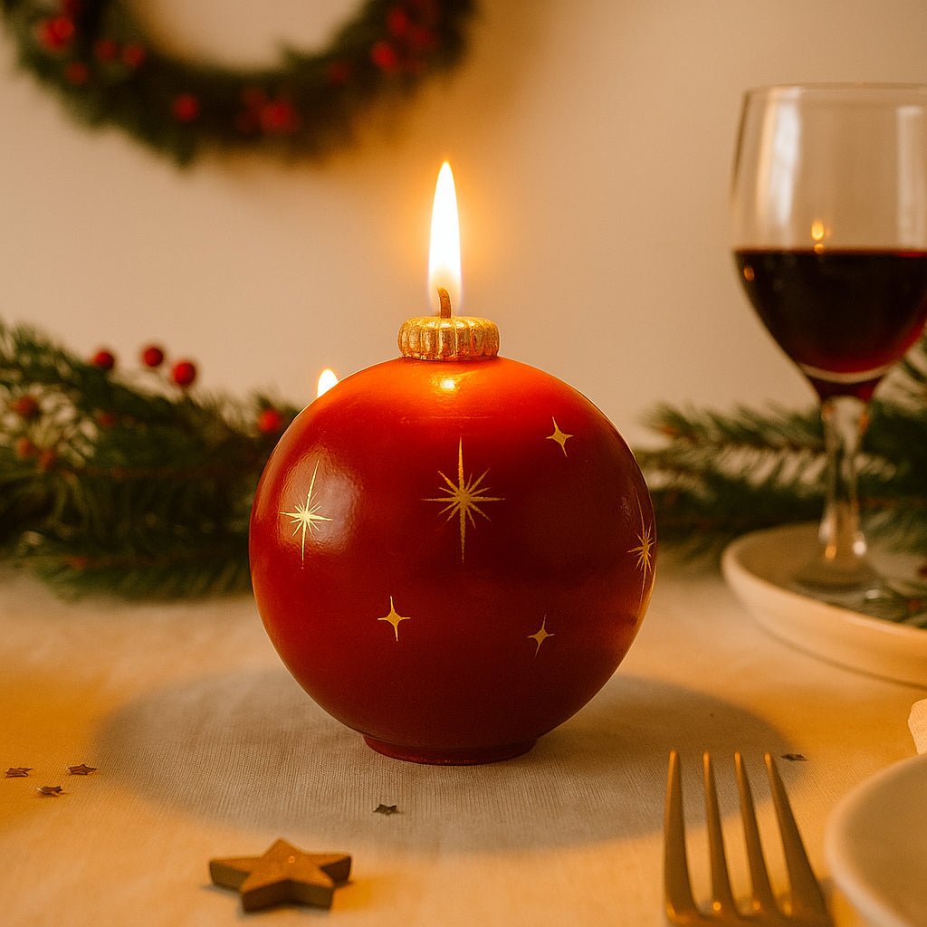 Bougie Boule de Noël Rouge de qualité