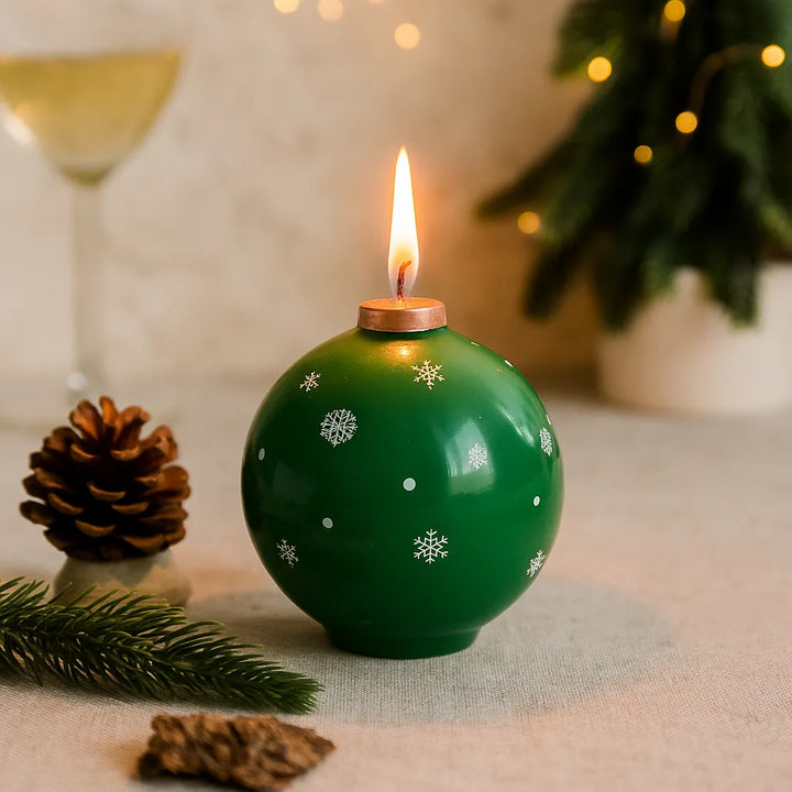 Bougie Boule de Noël Verte